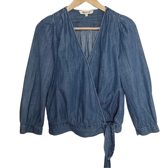 MADEWELL Wrap Chambray Denim Top - Picture 4 of 9